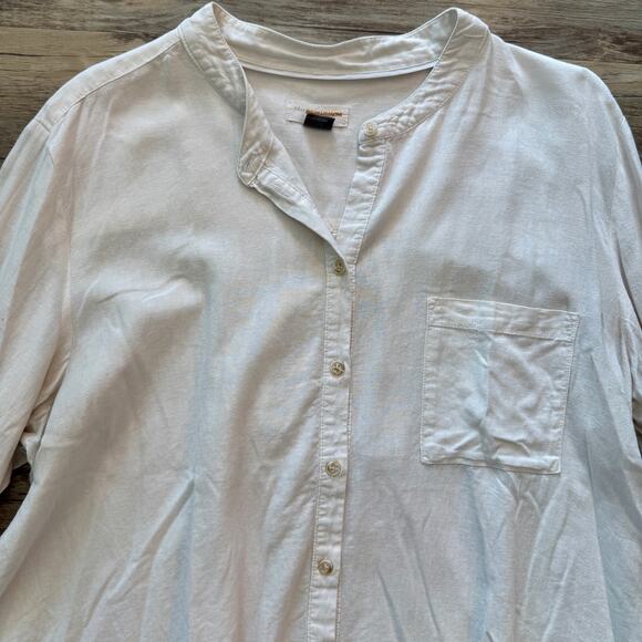 Pilcro by Anthropologie Linen Top Women's XL Button Down Cream Neutral Flowy Lux - Picture 4 of 13